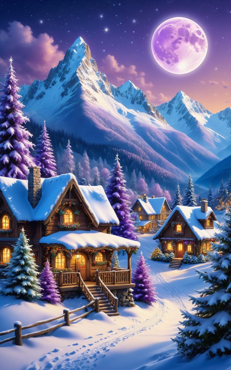 04000-3988264489-Charming fairy tale village, snow-covered decorated christmas trees, warm inviting cabin, ultra sharp digital oil painting, snow.png